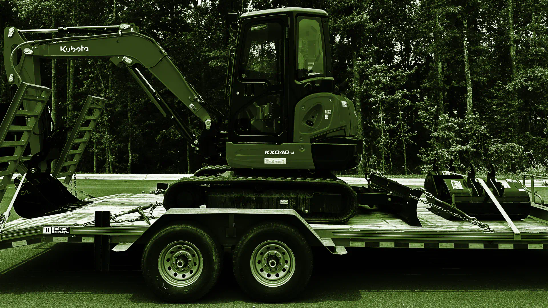 small excavator on a trailer